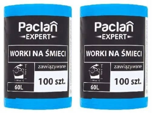 2 x Paclan Expert, vrecia na odpadky, zviazané 60 L, 100 ks