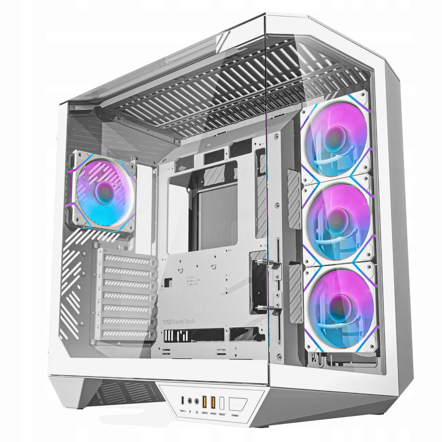 2 x Počítačová skriňa darkFlash DY470 Atx Cube Case 4 Ventilátory aRGB uc