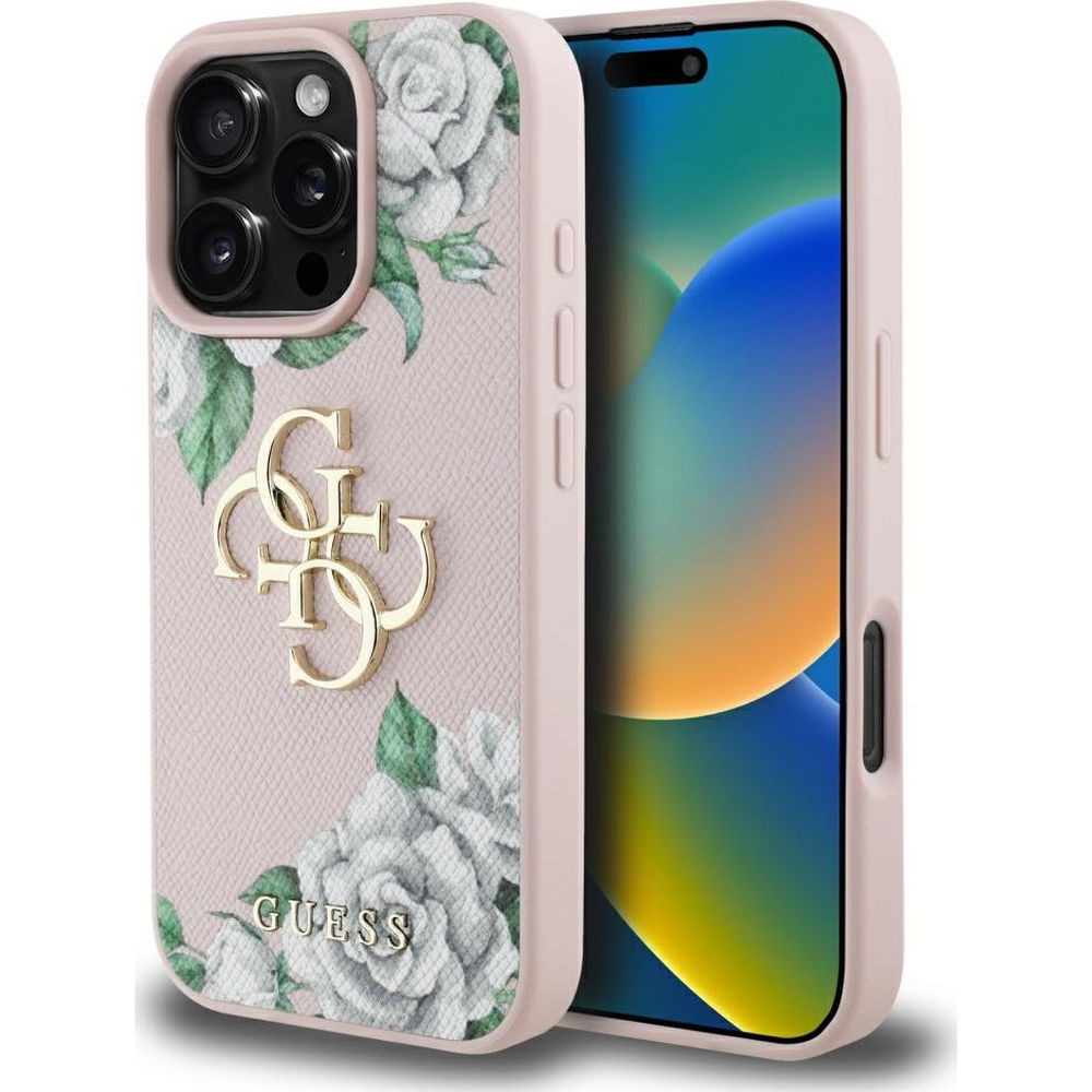 2 x puzdro Guess Grained Roses Big 4G logo pre Apple iPhone 16 Pro Max ružové