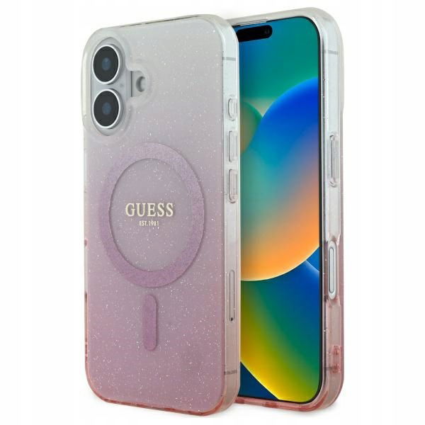 2 x Puzdro Guess Pre Iphone 16 Plus Magsafe Róžový Brokat