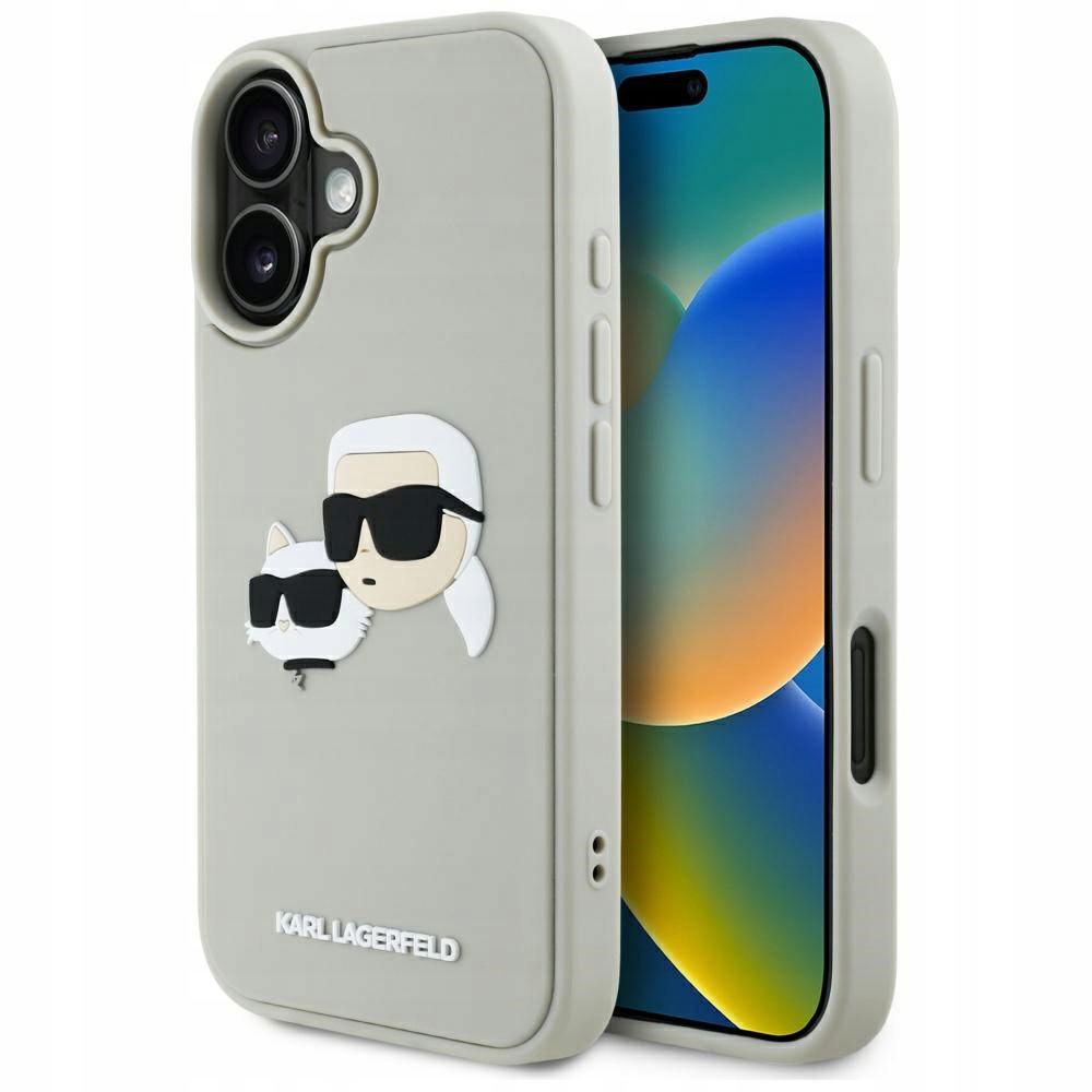 2 x puzdro Karl Lagerfeld Hc 3D Rubber Double Heads pre iPhone 16 béžové