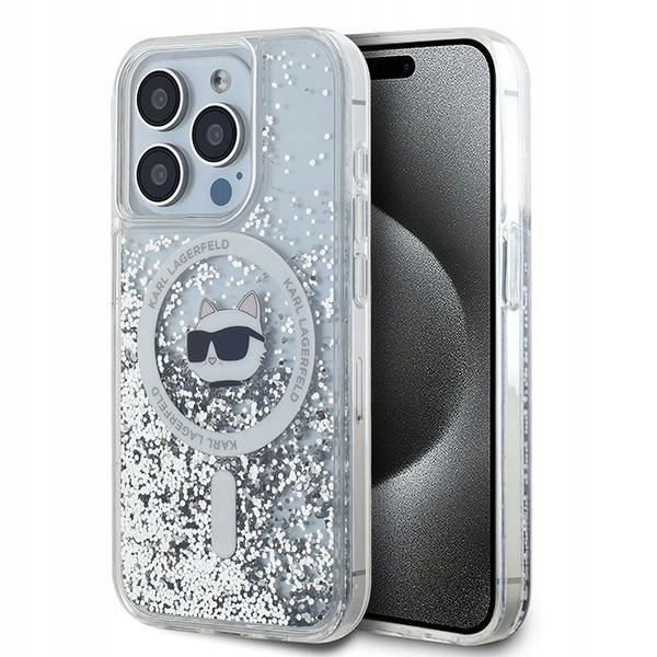 2 x puzdro Karl Lagerfeld Liquid Glitter s hlavou Choupette MagSafe pre iPhone 15
