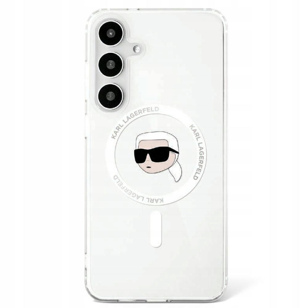 2 x Puzdro Karl Lagerfeld Magsafe Button Pre Samsung Galaxy S25 Biela Logo