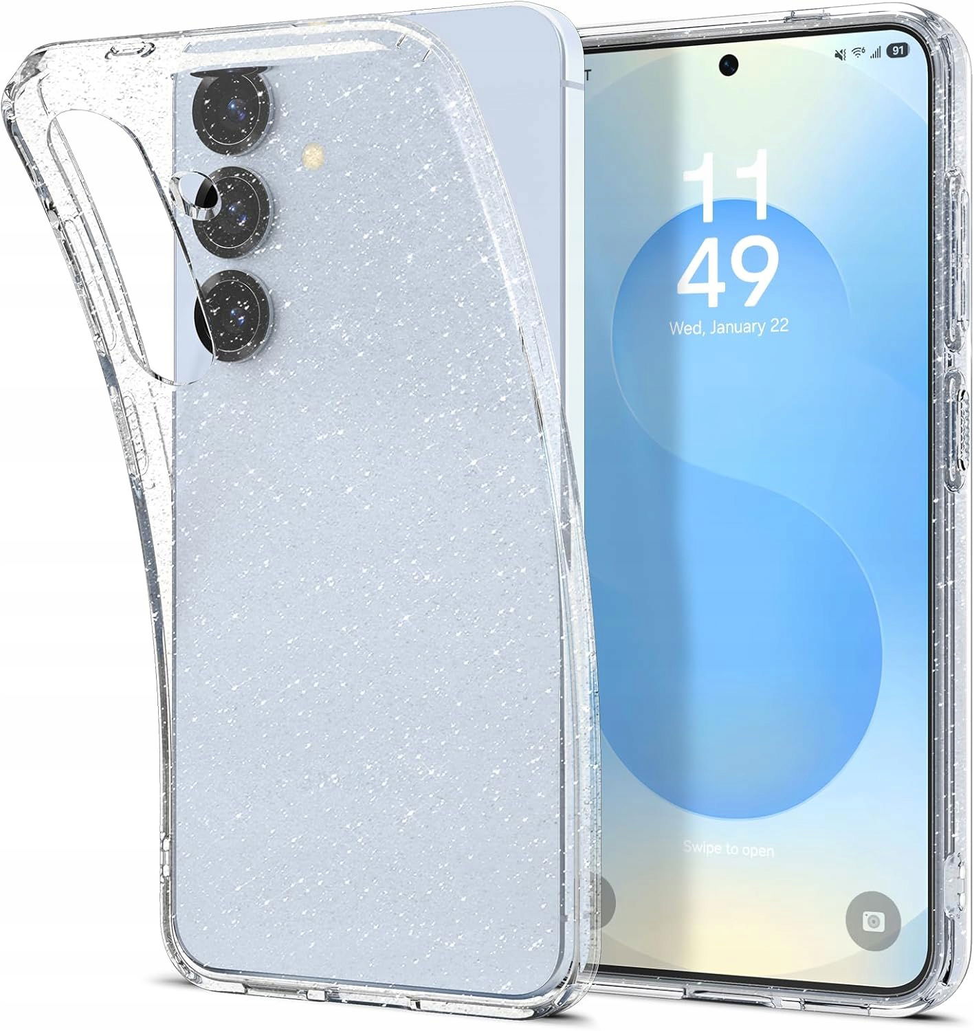 2 x puzdro Spigen Liquid Crystal Glitter pre Samsung Galaxy S25+, priehľadné