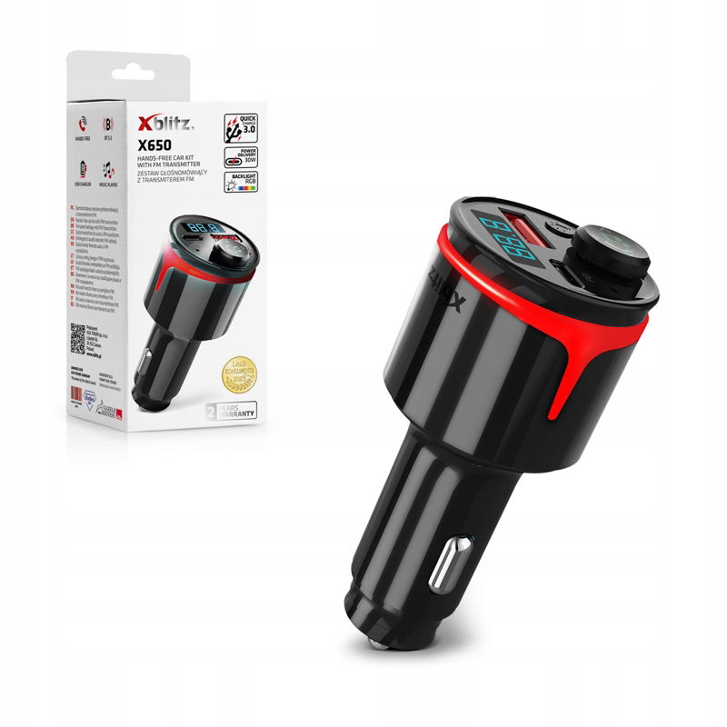 2 x Sada handsfree Fm vysielača Xblitz X650 Bluetooth 5.3 Usb-c