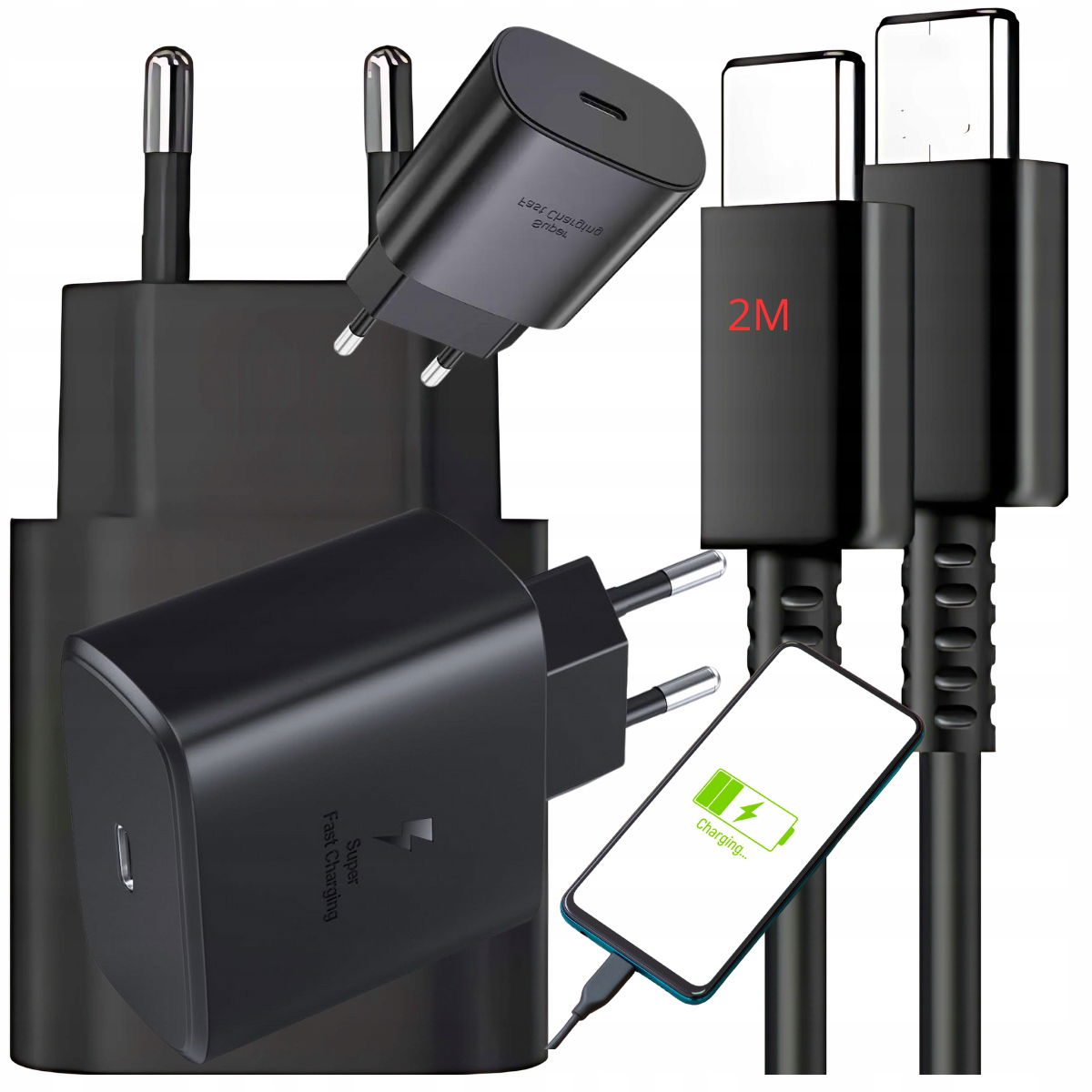 2 x Sieťový Adaptér 45W Usb-c Rýchle Nabíjanie Smartfón Tablet Univerzálny