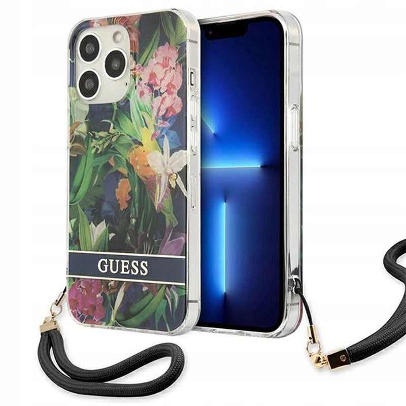 2 x Silikonové Puzdro Guess Flower Strap Modrá Pre Iphone 13 Pro Max