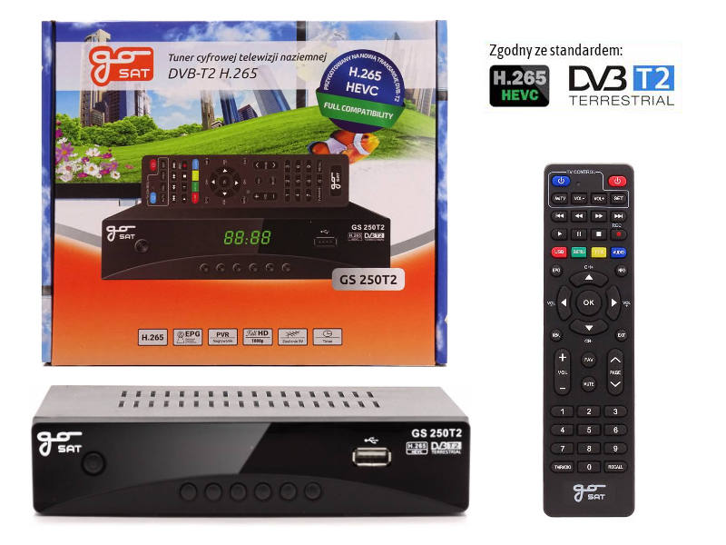 2 x tuner DVBT2/HEVC goSAT S Programovateľným Diaľkovým Ovládačom