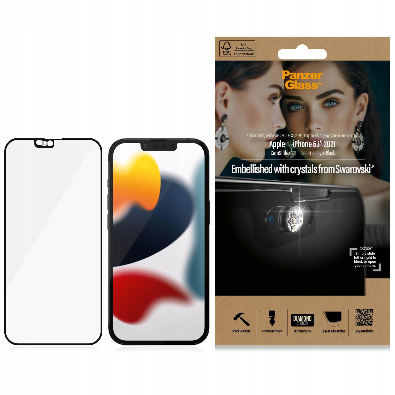 2 x Tvrdené Sklo Panzer Glass E2E Microfracture pre Iphone 13/13 Pro 6,1"