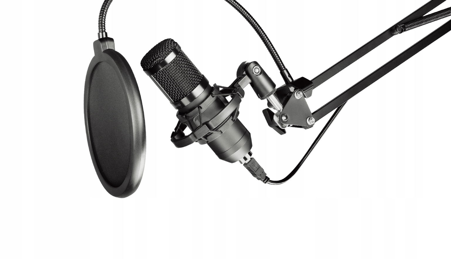 2 x Usb kapacitný štúdiový mikrofón na výložníku s membránou Pop filtra