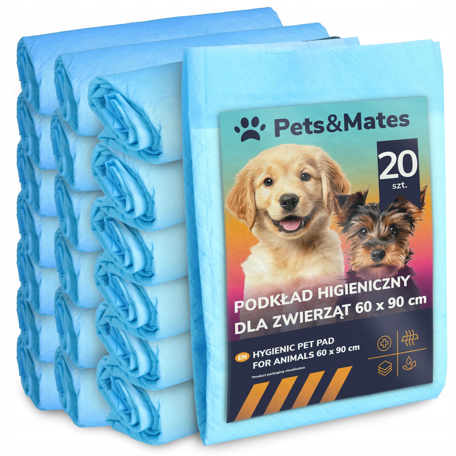 20 x Hygienické podložky pre zvieratá 60 x 90 cm Podložka Učenie cikania psov Absorpcia 4H