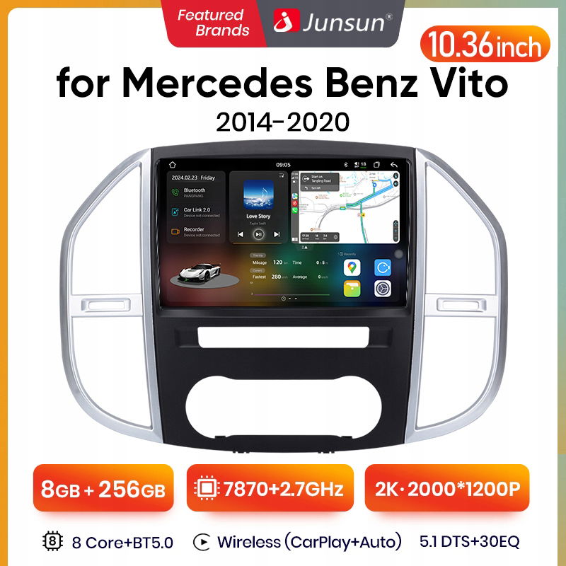 2K Android 13 Radio samochodowe do Benz Vito3 W447 2014-20 4G CarPlay 8+256