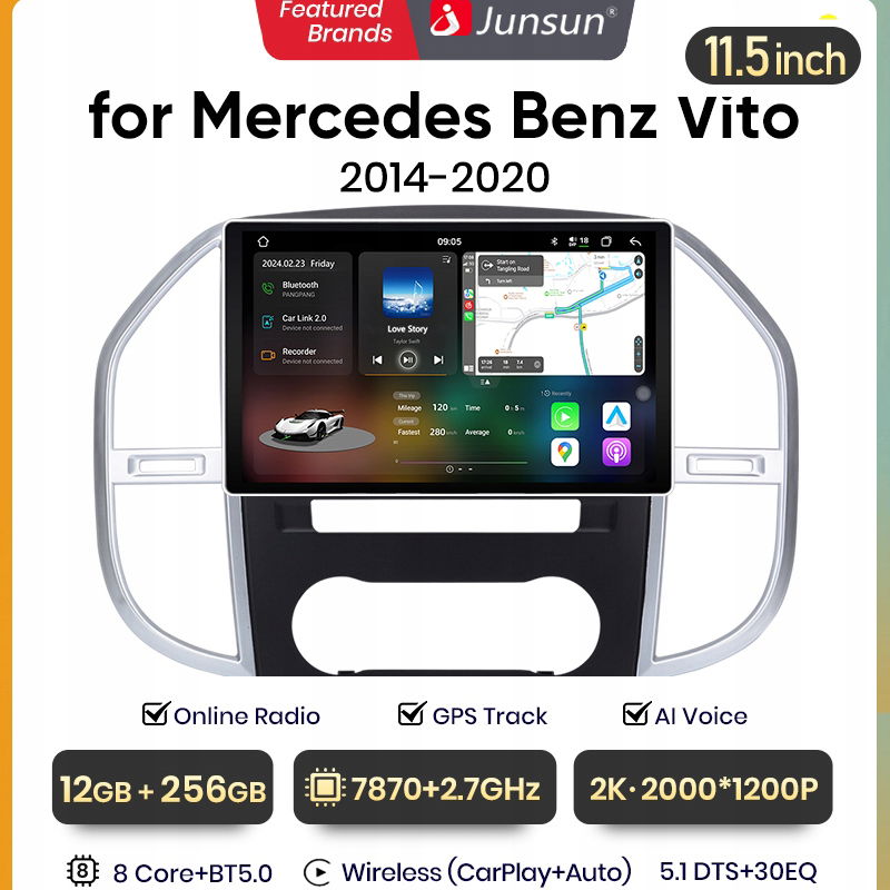 2K Android 13 Radio samochodowe do Benz Vito3 W447 2014 4G CarPlay 12G+256G