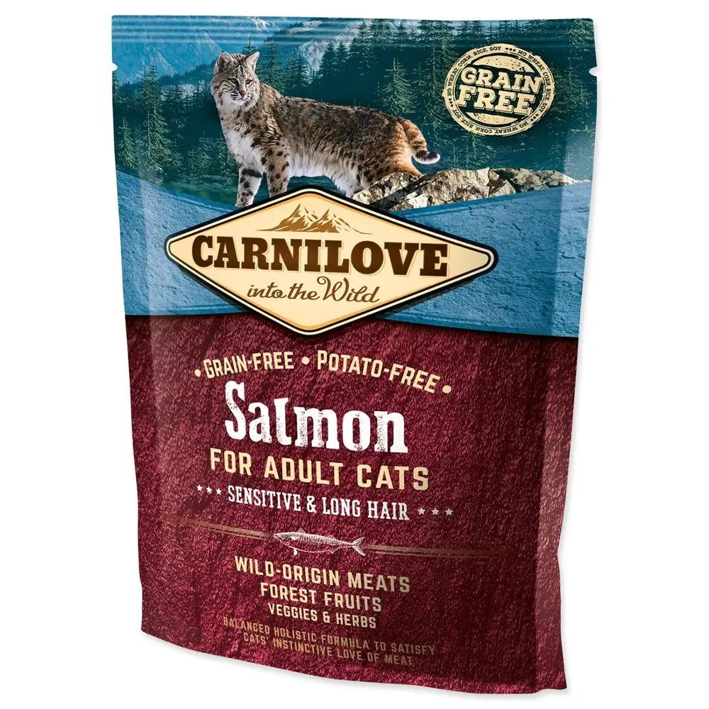 2X Carnilove Cat Adult Sensitive & Long Hair Losos 400g