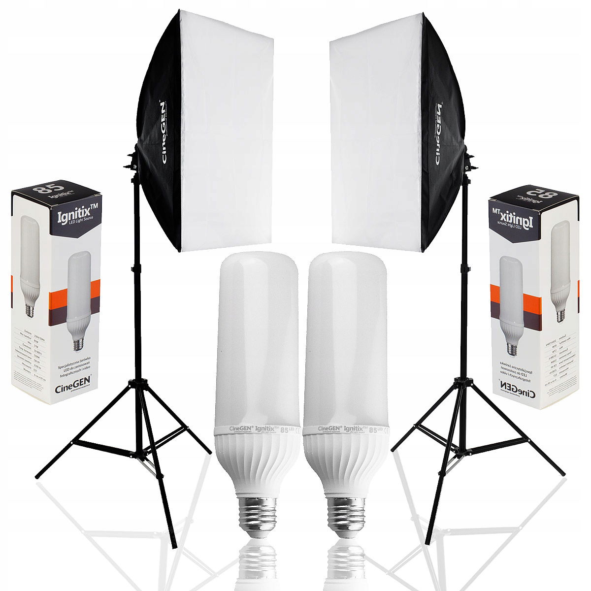 2x fotografická lampa 2x Softbox 40x60 cm statív