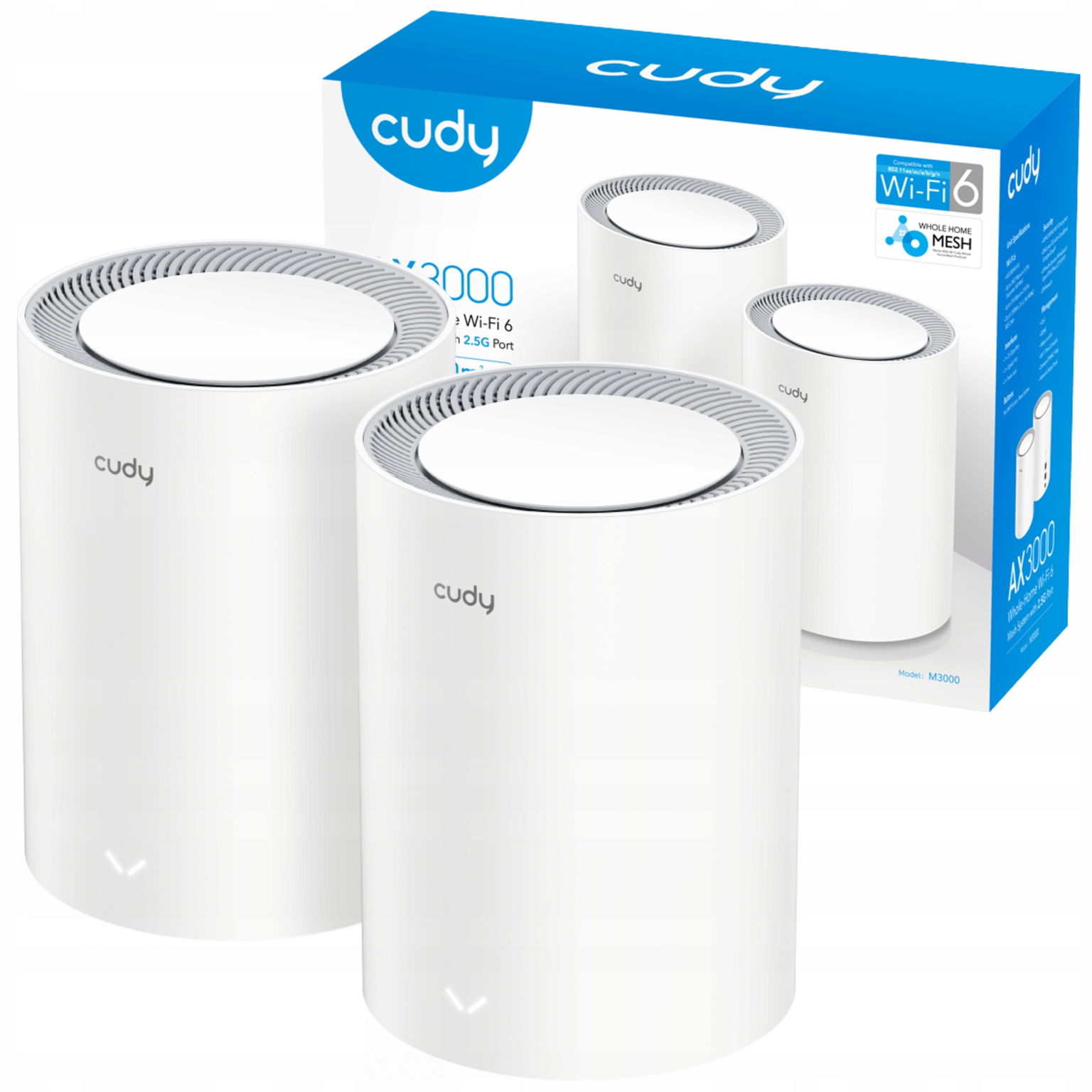 2x Router mesh systém Cudy M3000 2.5Gb/s Wifi 6 5GHz, rýchla, výkonná sieť