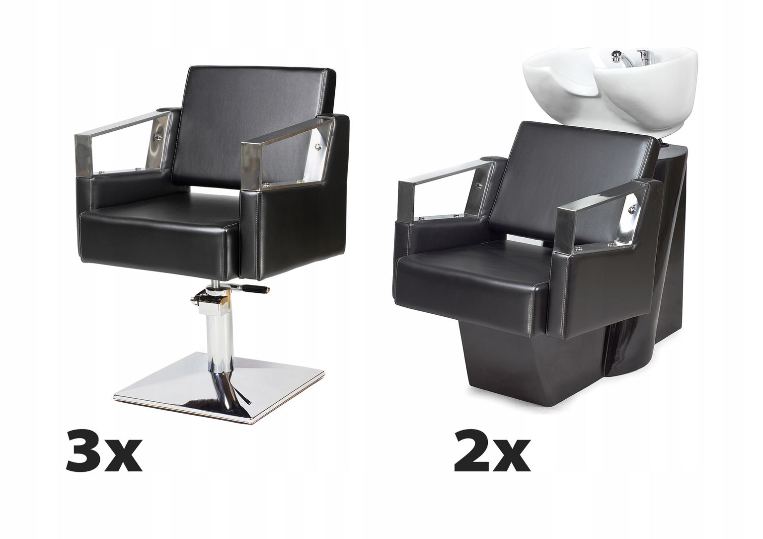 3 x Kadernícke kreslo 2 Kadernícka umývačka Verde