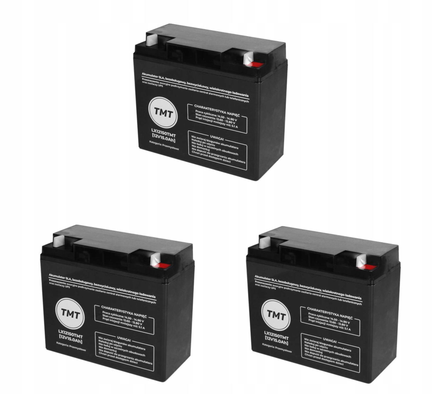3x akumulátor Agm 12V 15Ah Tmt pre autíčko Ups bicykel vozidlo Cctv alarm