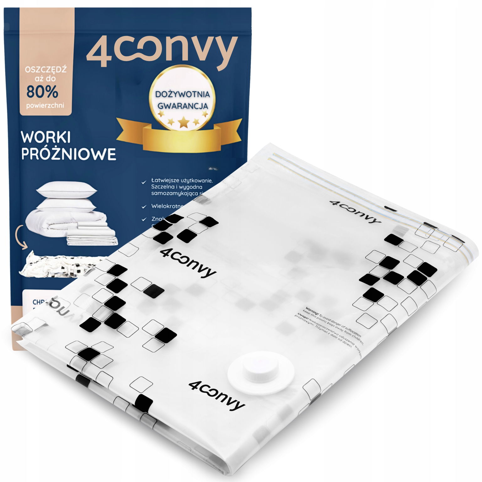 4CONVY Silný vákuové vrece 40x60 malý na oblečenie, do mikiny sa zmestí 8 Svetrov