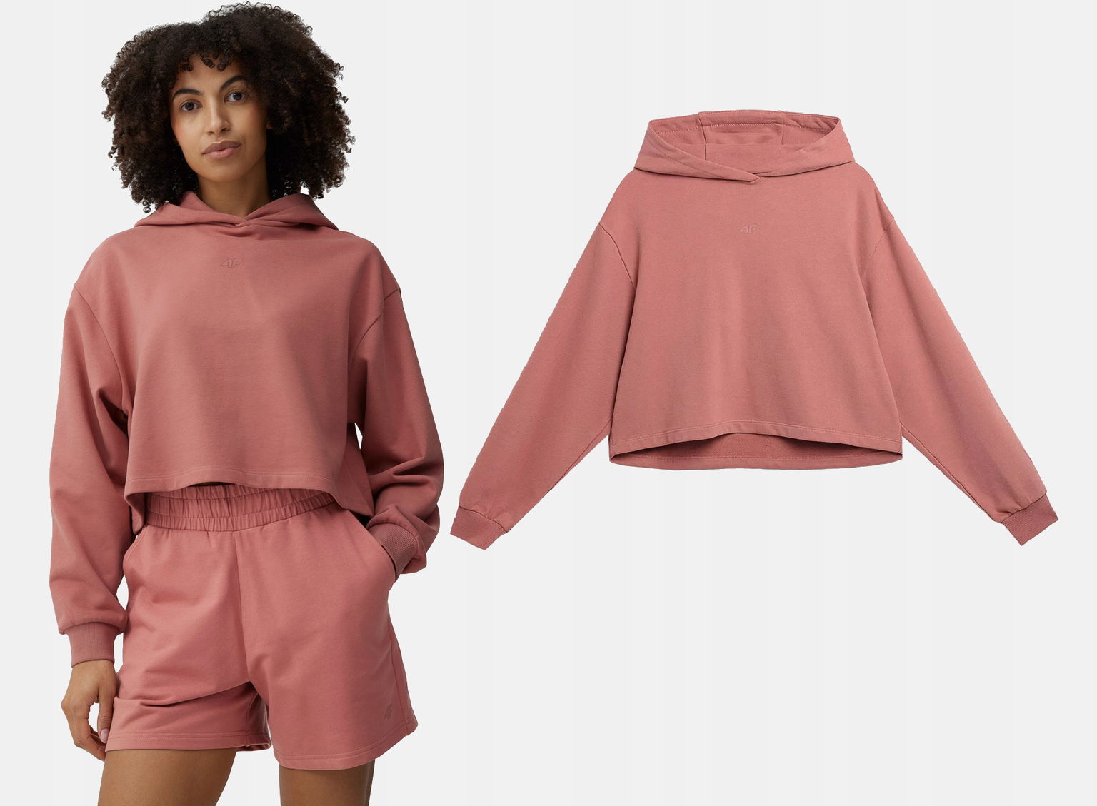 4F Tepláková Mikina S Kapucňou Crop-top