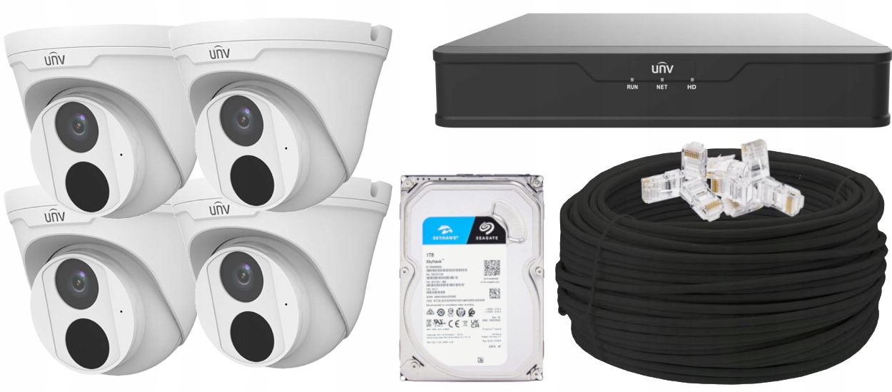 4x 2MP Ip kamera Uniview IPC3612LB-ADF28K-G Set