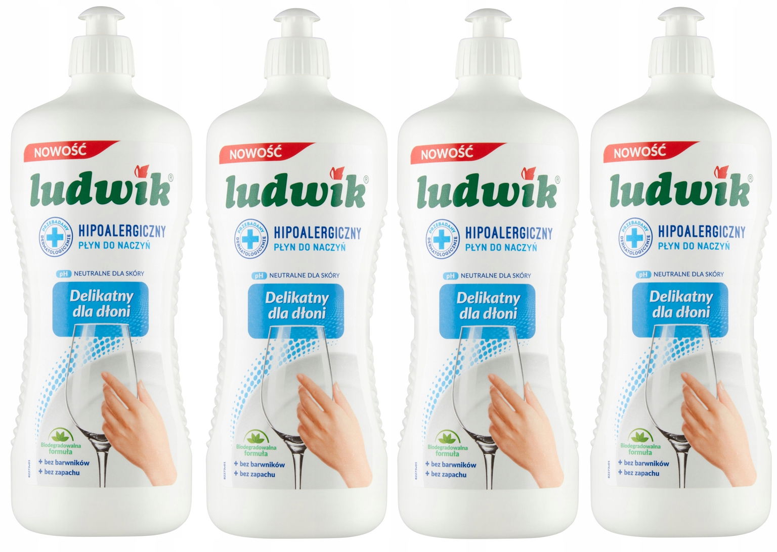 4x Tekutý prostriedok na umývanie riadu Ludwik bez vône 0,9 l