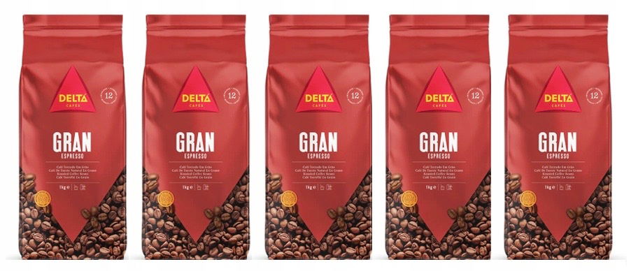 5 x tradične pražená zrnková káva Gran Espresso 1 kg Delta
