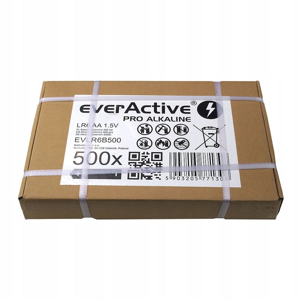 500 x Alkalická batéria Everactive Aa R6