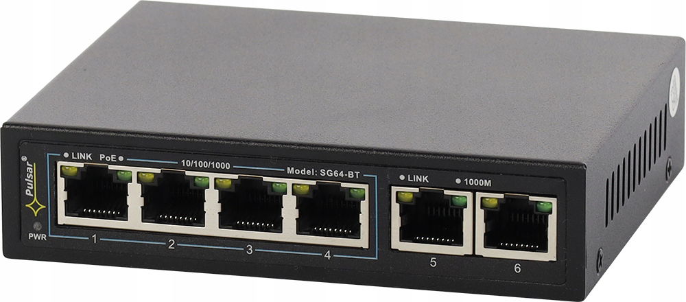 6-portový prepínač PoE SG64WP-BT Pulsar