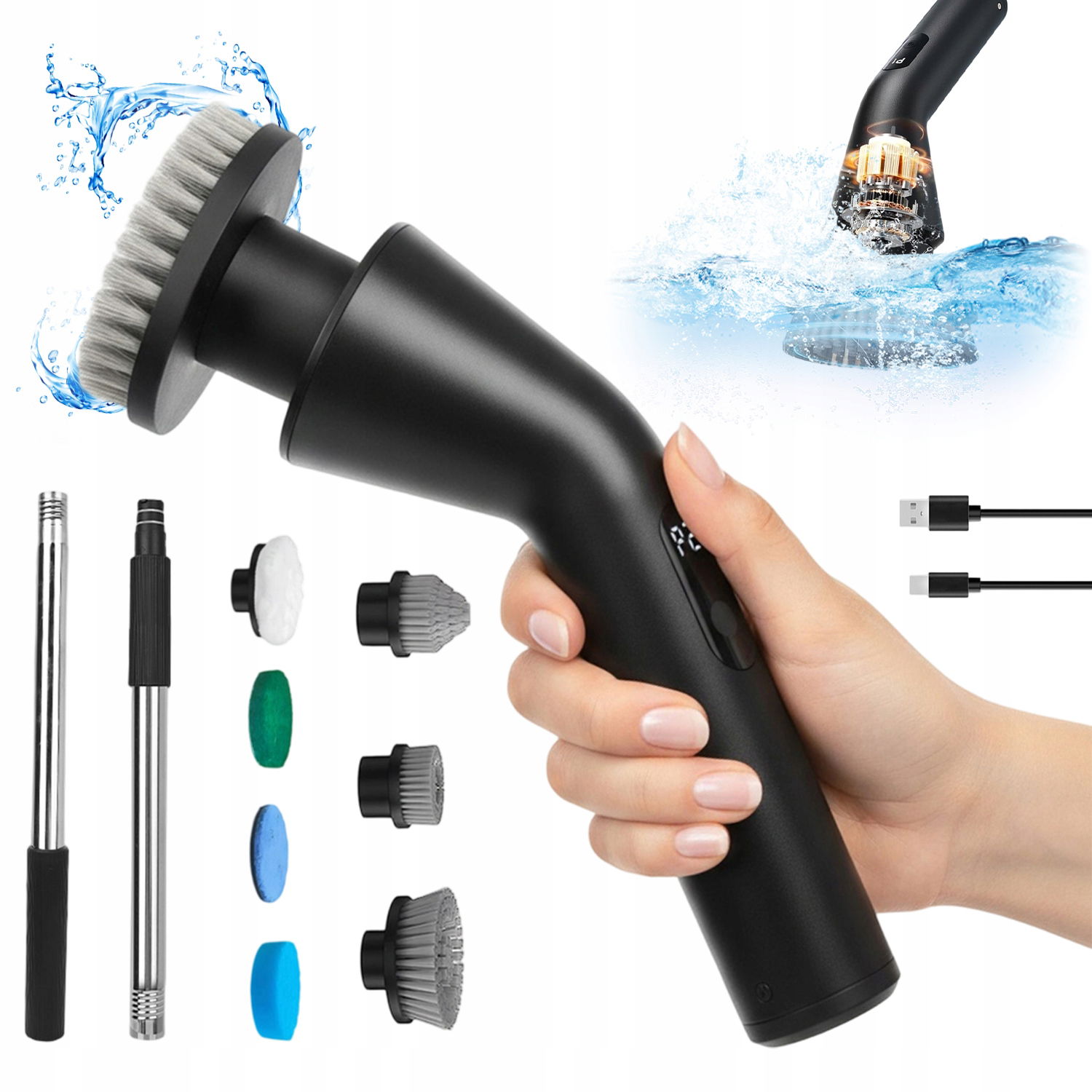 7V1 Bezdrôtová Elektrická Rotačná Kefa Na Čistenie Mop 96-120 cm