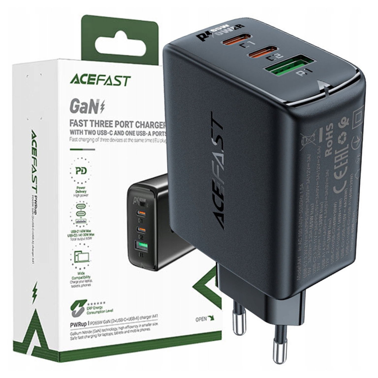 Acefast Nabíjačka 65W Na Usb-c Usb-a Pps Pd QC4+ Rýchla Nabíjačka Pre Iphone