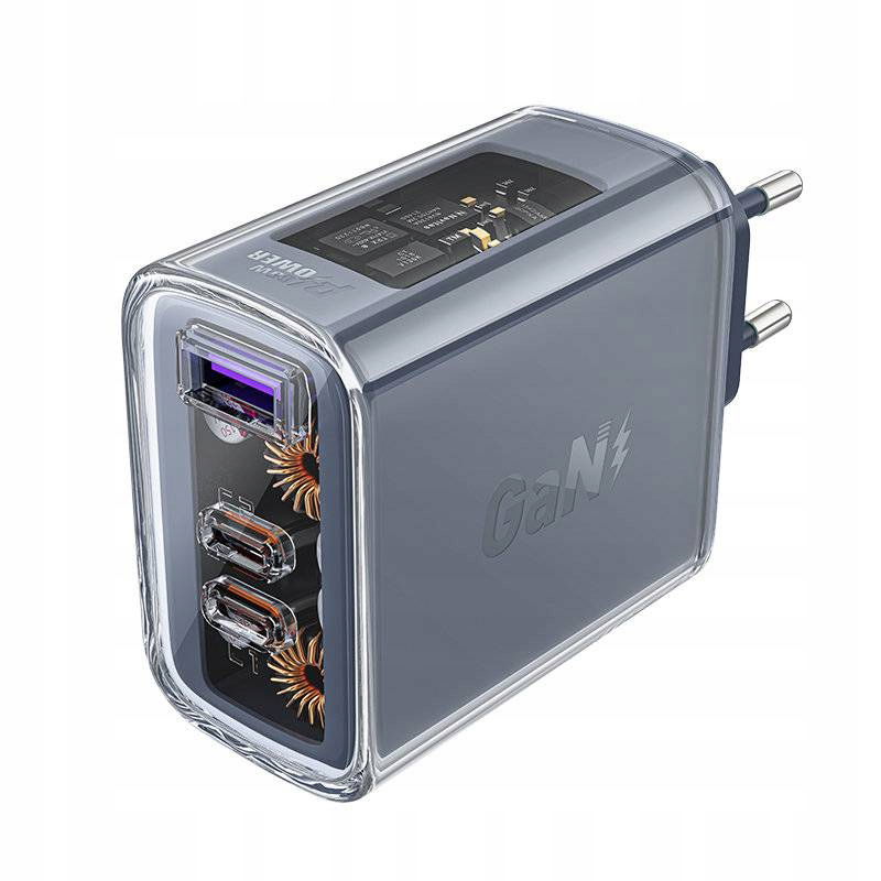 Acefast nabíjačka GaN 65W 3 porty (1xUSB, 2xUSB C) šedá (A45)