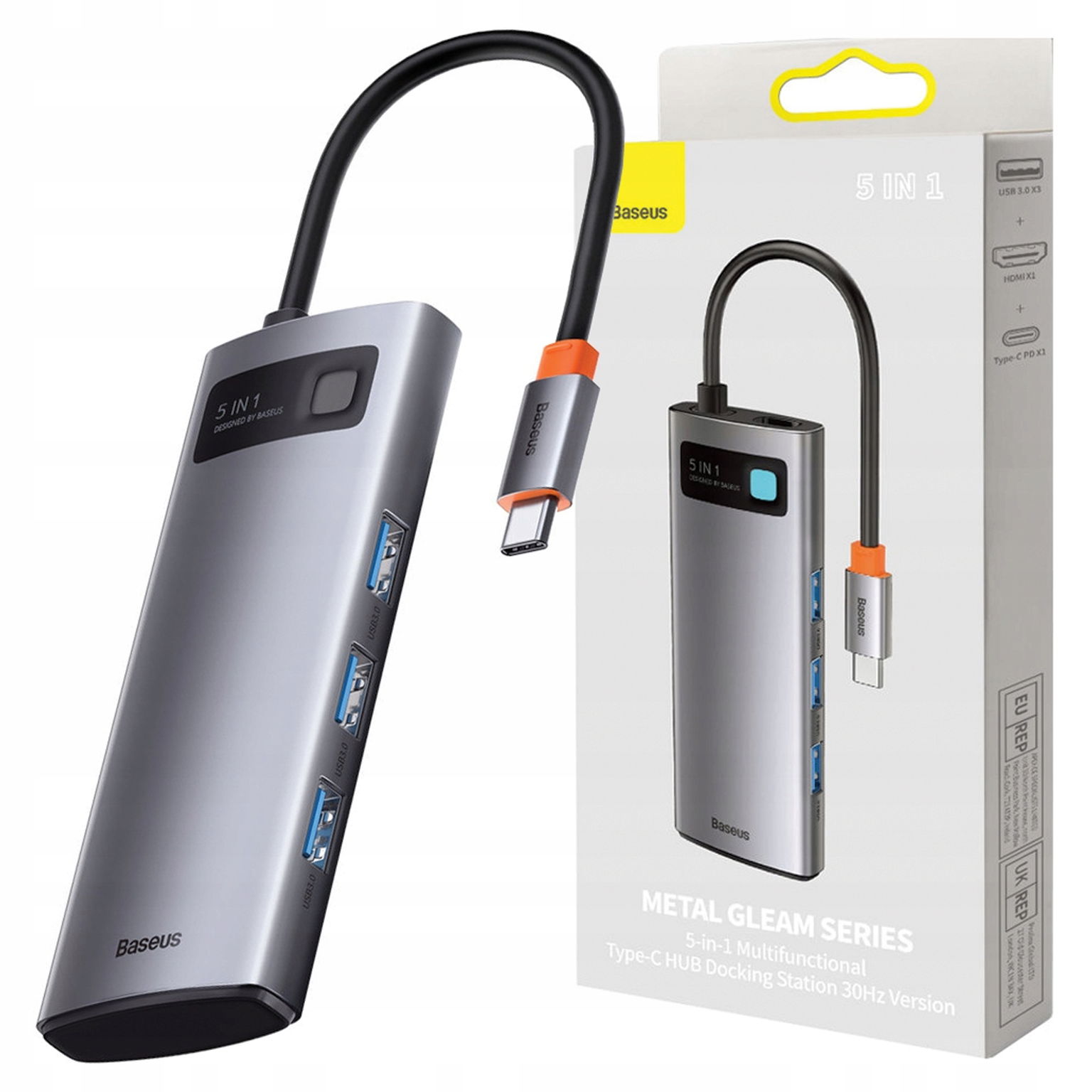 Adaptér 5v1 Baseus Usb-c hub na 3x Usb 3.0 Hdmi Usb-c Pd