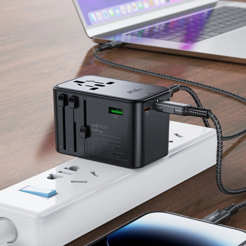 Adaptér nabíjačka Acefast Z1 GaN 75W Pd 3x Usb-c 2x Usb-a čierna