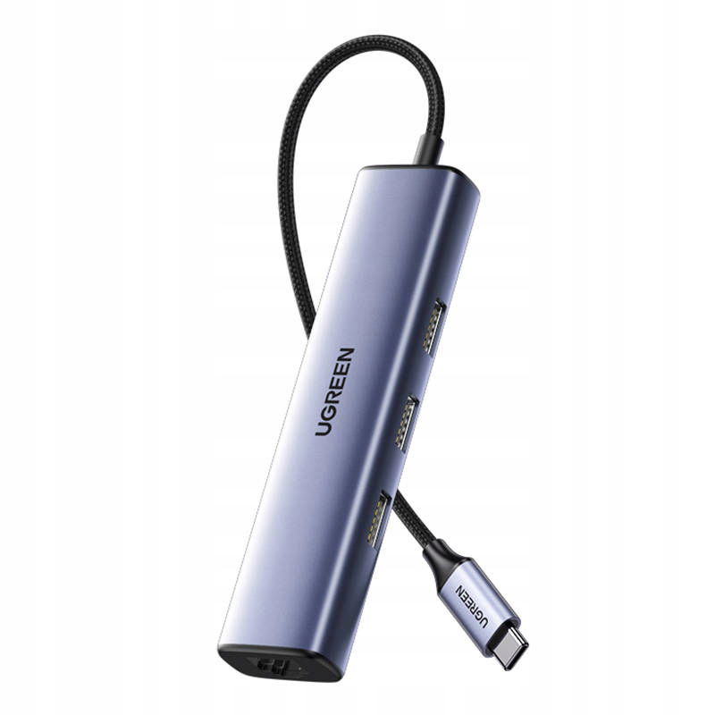 Adaptér Ugreen CM475 Usb-c hub na 3x Usb 3.0, RJ45, Usb-c Pd (sivý)
