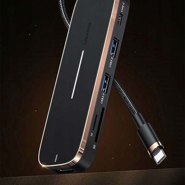 Adaptér Usb-c s Hdmi, 2xUSB, Micro Sd a Sd Usams SJ575 čierny