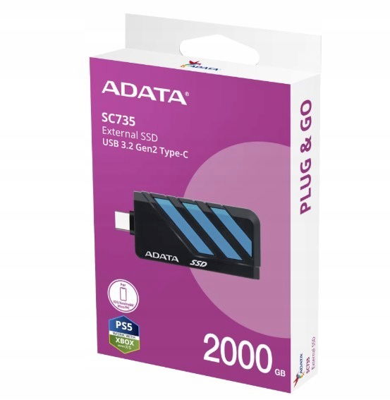 Adata Ssd disk External SC735 2TB U3.2C 1000/1000MB/s modrý