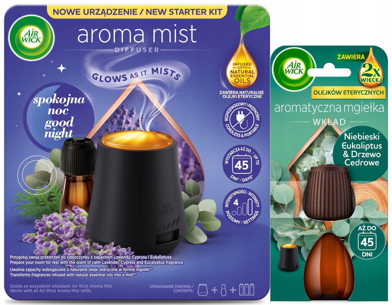 Air Wick Aromatická hmla Sada Pokojná noc náplň zdarma