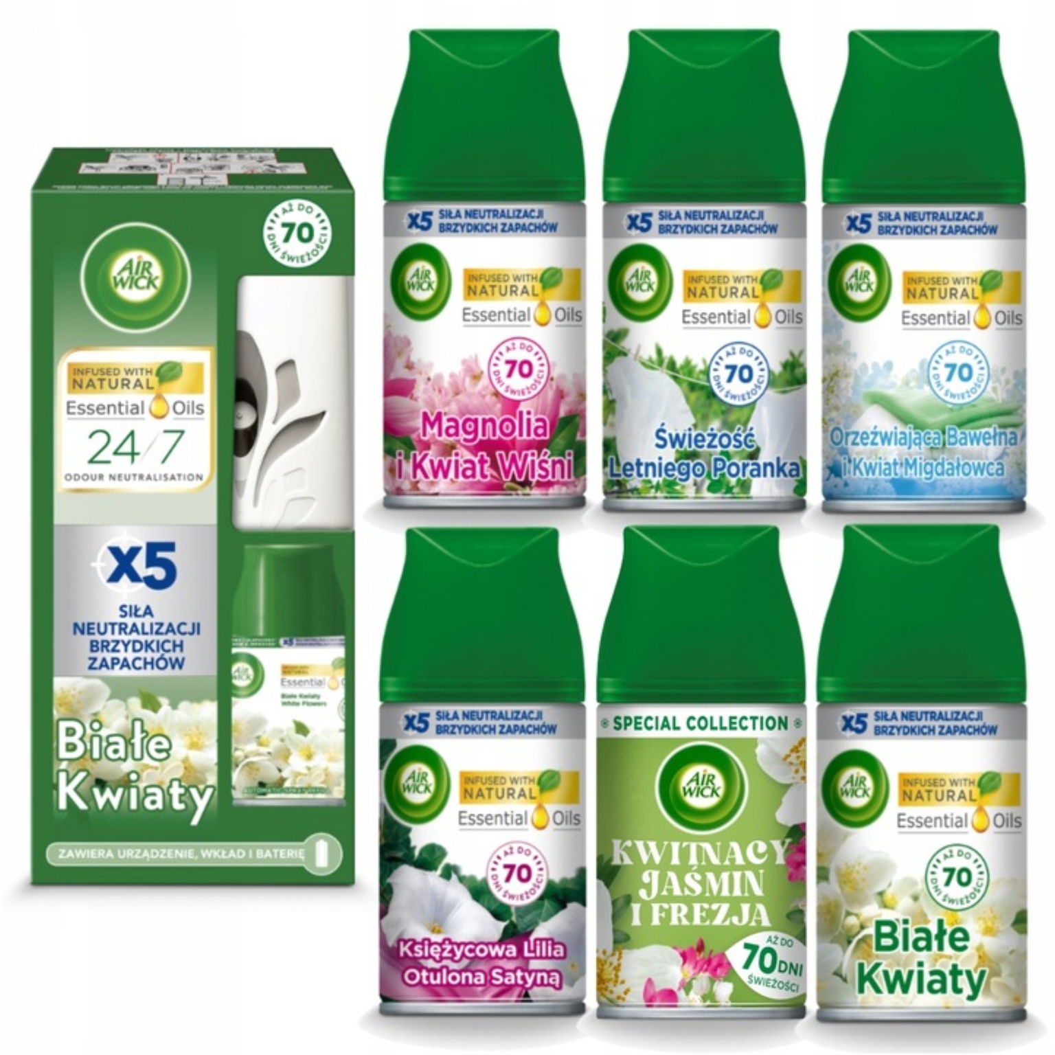 Air Wick Automatický Osviežovač Vzduchu 7 X Náplň 250 ML Sada MIX