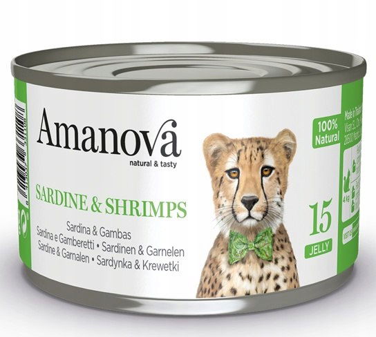 Amanova Cat Sardine & Shrimps sardinky a krevety v želé, konzerva 70 g