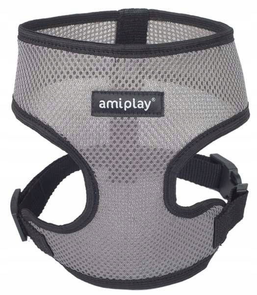 Amiplay Postroj pre psa chihuahua yorka beztlakový, priedušný Xs, šedý