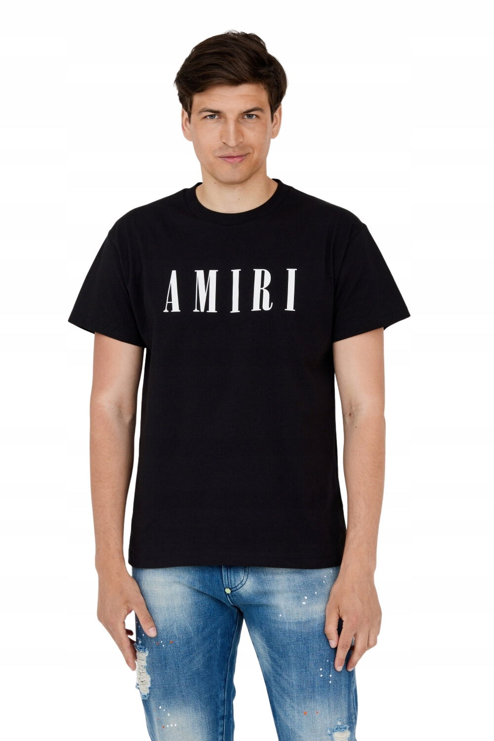 Amiri Pánske čierne tričko s veľkým bielym logom XXL