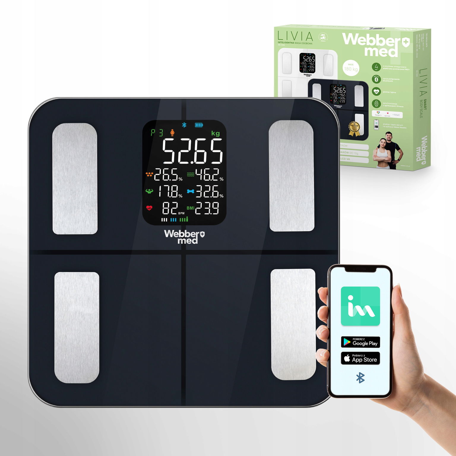 Analytická kúpeľňová váha 16 Parametrov Apple Health, Google Fit, IF1320C
