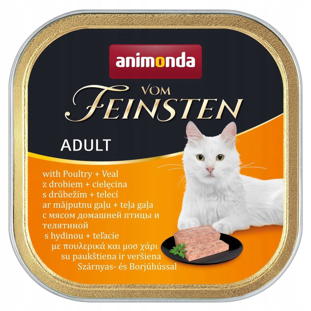 Animonda Vom Feinsten Adult 100 g Vlhké Krmivo pre mačky s hydinou a teľacím mäsom