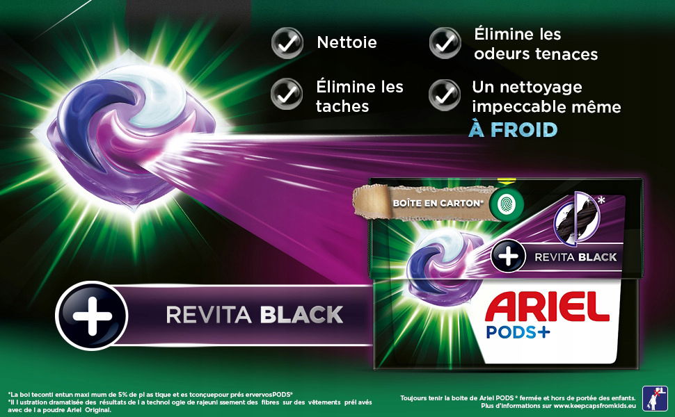 Ariel All in1 kapsule na pranie čiernej farby Black 10ks Revita Black