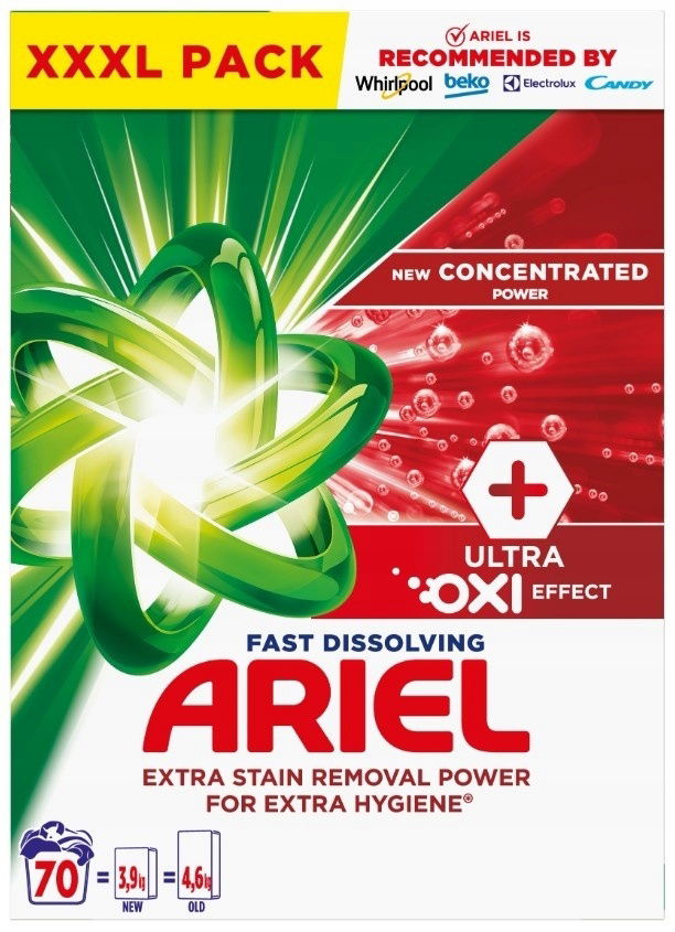 Ariel Ultra Oxi Effect Univerzálny prášok na pranie 3,85 kg 70P