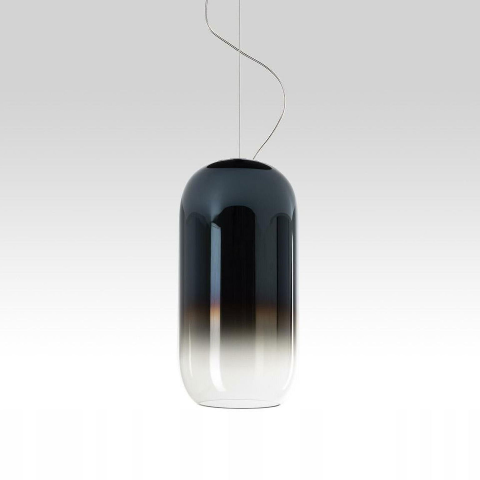 Artemide Gople závesná lampa modrá, design Big, fúkané sklo, E27, 20W