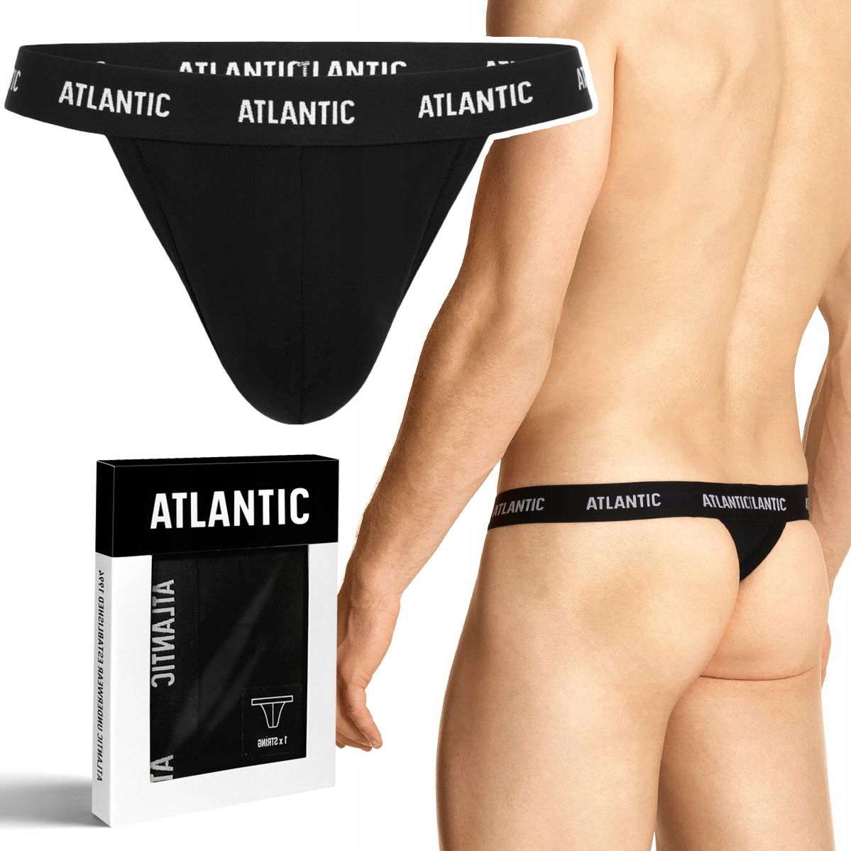 Atlantic 1572 Pánske bavlnené slipy Stringi M