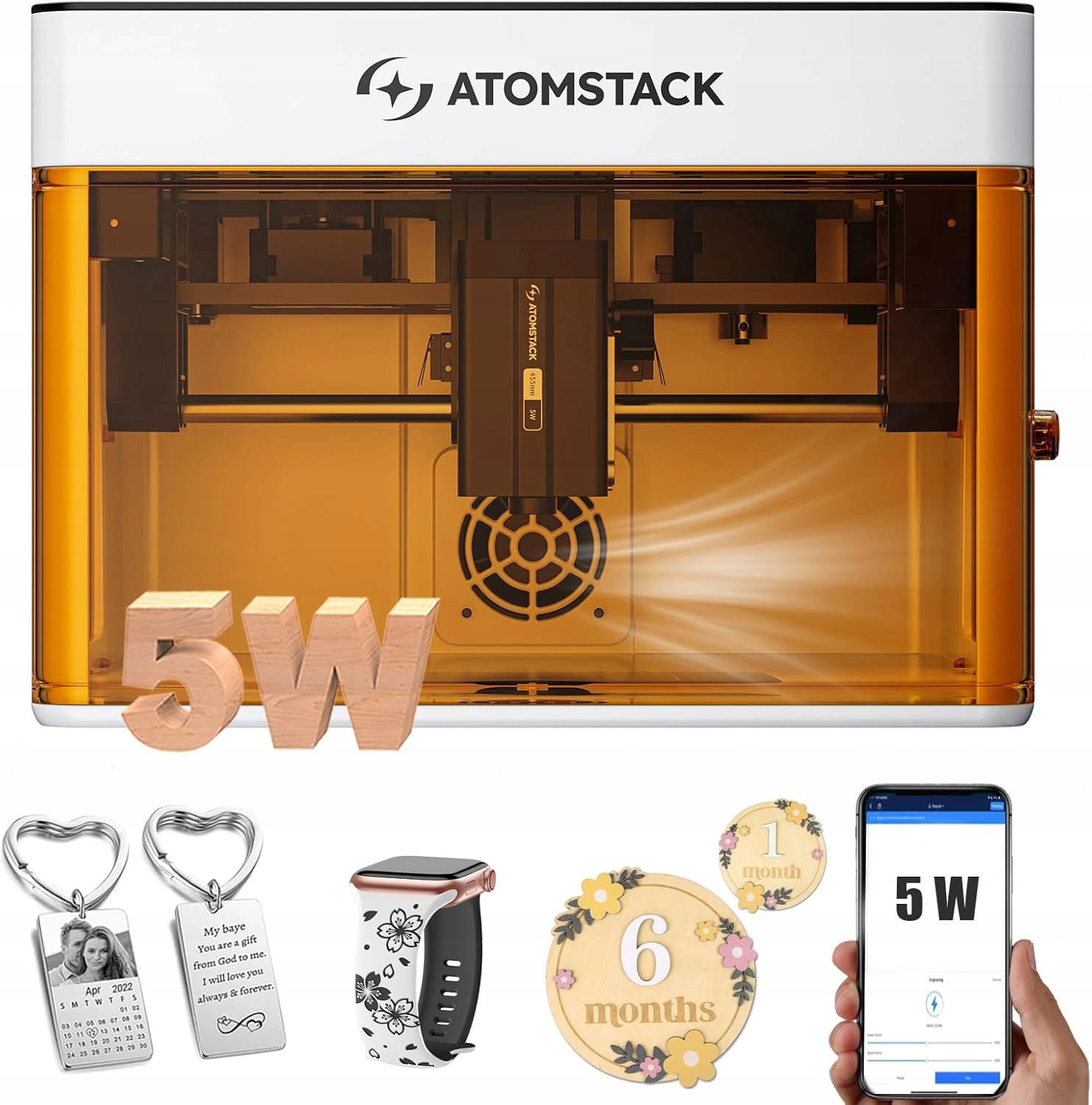 Atomstack P1 prenosný mini laserový gravírovací stroj 5W 110x110 mm