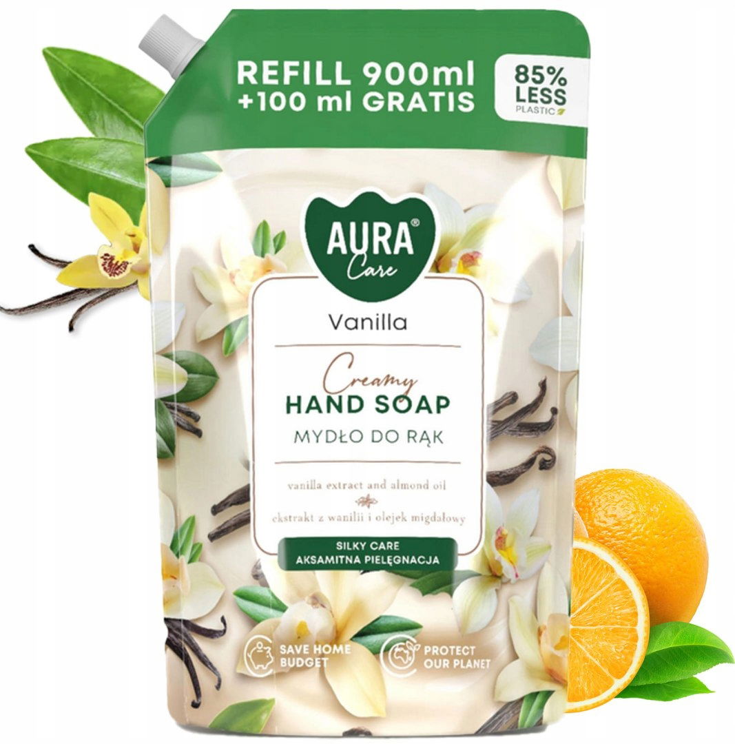 Aura Care Krémové mydlo na ruky Vanilka 1000 ml Doplnkové mydlo AHS-002-003